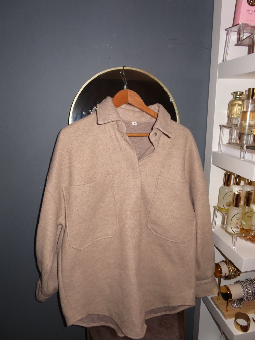 Womens Cream Shirt Jacket Sweater